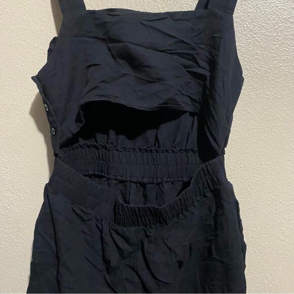 All:Row Linen Black Jumpsuit Open Back Size Medium - Picture 8 of 13